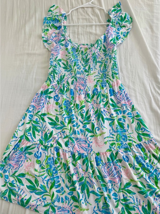Lilly Pulitzer Dresses & Skirts - Lilly Pulitzer White Floral Smocked Sundress with Blue, Pink & Green Print